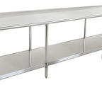 Thumbnail image #1 for Eagle Group Spec-Master UT30120E 120-Inch x 30-Inch Stainless Steel Work Table with 1-1/2-Inch Rear Up-Turn and Adjustable Undershelf