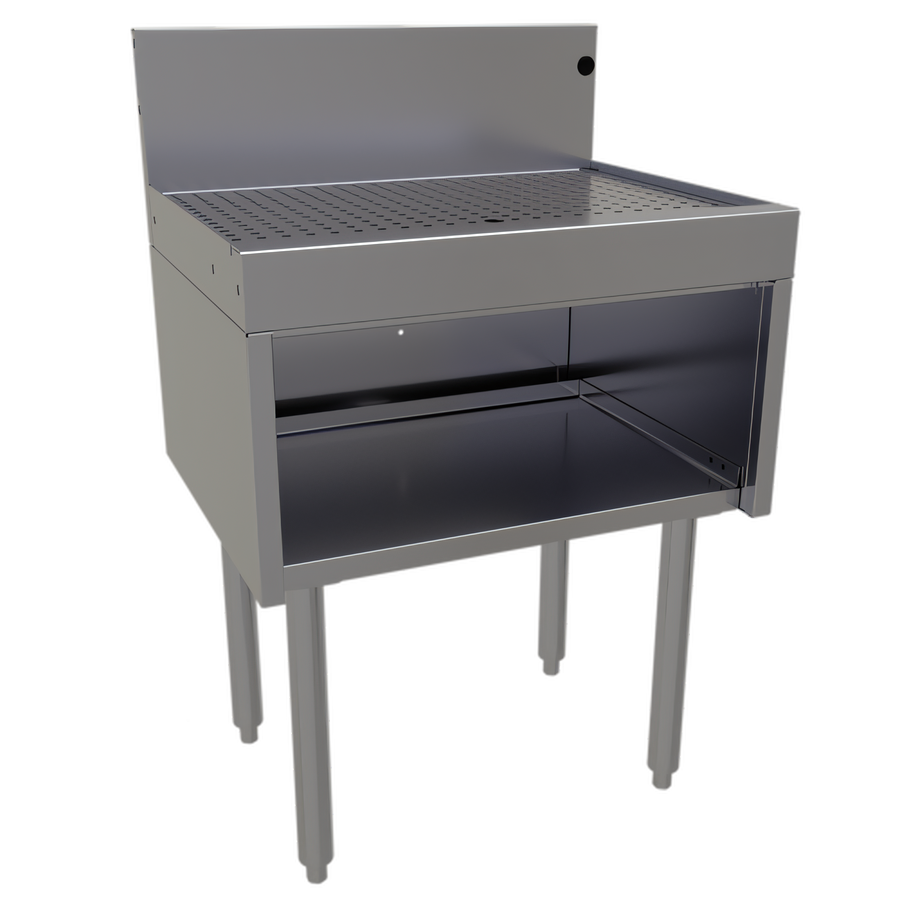 Product image #1 for Glastender DBHA-24-LD Underbar Drainboard Half Cabinet, 24 x 19 Inch, Open Front, Stainless Steel