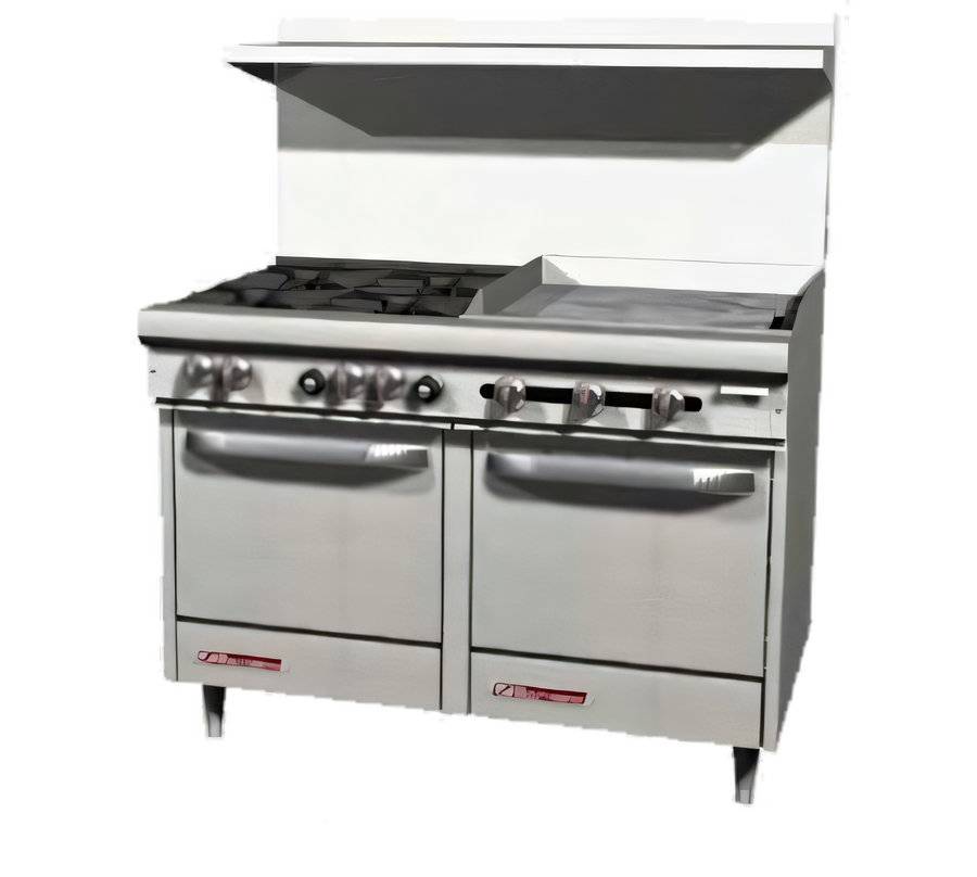 Product image #1 for Southbend S-Series 48-Inch Gas Restaurant Range with 2 Open Burners, 36-Inch Griddle, and 2 Space-Saver Ovens