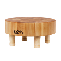 John Boos Gift Collection 12-Inch Round End-Grain Maple Cutting Board with Wooden Legs