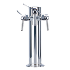 Thumbnail image #1 for Micro Matic USA DS-133-PSS-W Countertop Air-Cooled Single-Column Wine Font, Polished 304 Stainless Steel, 3 Side-Pull Faucets