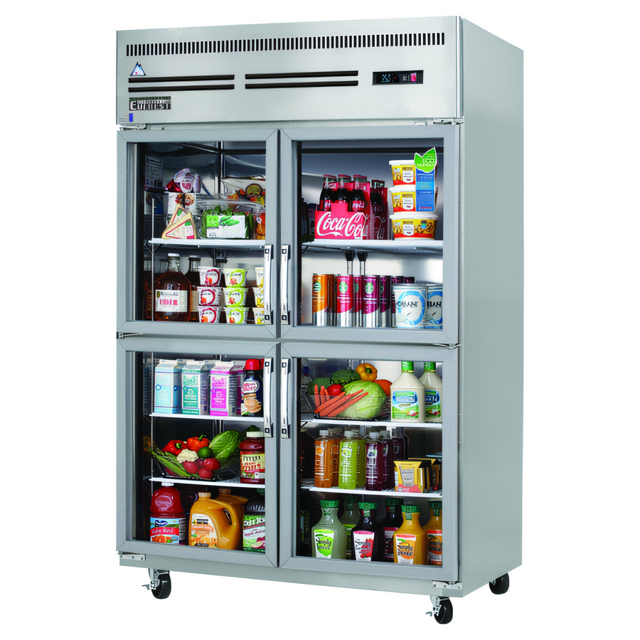 Product image #1 for Everest Refrigeration ESGRH4 2-Section Glass Door Reach-In Refrigerator, 48 Cu. Ft., Top-Mounted R290