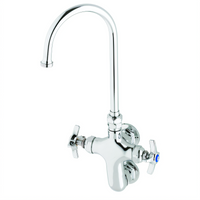 T&S Brass B-0316 Double Pantry Faucet with Swivel Gooseneck Nozzle, Deck Mounted