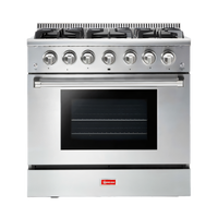 Omcan USA 36-Inch Natural Gas Residential Range with 6 Sealed Burners and 5.2 Cu. Ft. Convection Oven