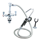 Thumbnail image #1 for BK Resources OptiFlow BKF-DDMPF-G Lead-Free Dual-Valve Deck-Mount Pot Filler with 72-Inch Stainless Steel Braided Hose