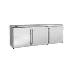 Thumbnail image #1 for Perlick Corporation BBRLP72 Low-Height 3-Door Remote Back Bar Refrigerator, 72 in., Black, Stainless Steel Interior