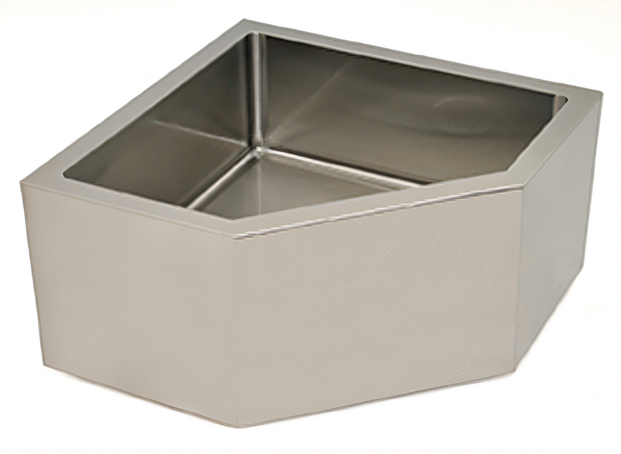 Product image #1 for Eagle Corner Floor-Mounted Flush-Edge Mop Sink with 21-Inch x 21-Inch x 12-Inch Fabricated Bowl, 304 Stainless Steel