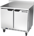 Thumbnail image #1 for Beverage-Air Two-Section 36-Inch Worktop Refrigerator with Solid Doors and 4-Inch Backsplash, 8.5 Cu. Ft.