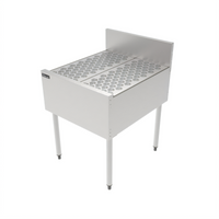 Top Shelf TSCE Series 24-Inch Freestanding Stainless Steel Underbar Drainboard with Backsplash and Glass Rack Inserts