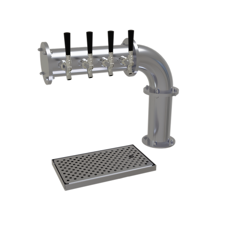 Product image #1 for Glastender Countertop Pipe Cantilever Draft Dispensing Tower with 4 Stainless Steel Faucets, Air-Cooled