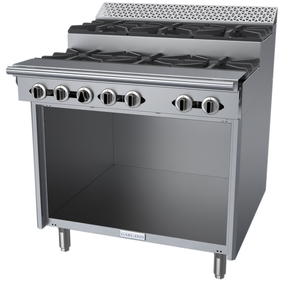 Product image #1 for Garland Cuisine Series Heavy Duty 36-Inch Natural Gas Step-Up Range with 6 Open Burners and Storage Base