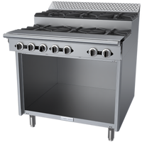 Garland Cuisine Series Heavy Duty 36-Inch Natural Gas Step-Up Range with 6 Open Burners and Storage Base