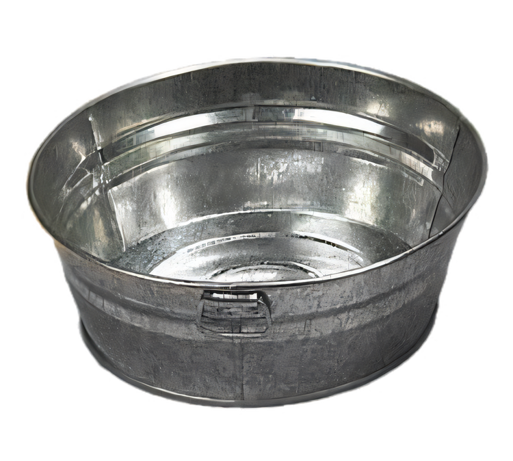 Product image #1 for Natural Galvanized Round Cooling Tub with Side Handles, 37 oz., 8-Inch Diameter