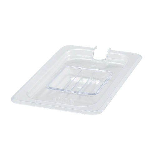 Product image #1 for Winco Poly-Ware 1/4 Size Clear Polycarbonate Slotted Food Pan Cover with Handle