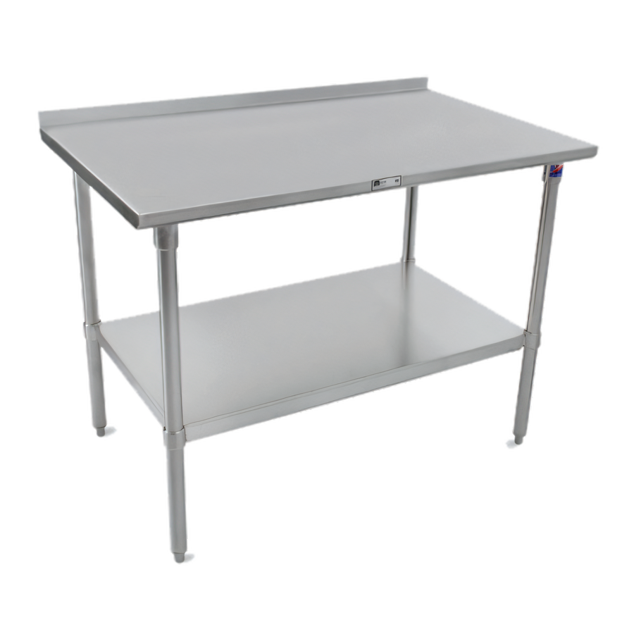 Product image #1 for John Boos Stallion 132-Inch x 36-Inch Stainless Steel Work Table with 1-1/2-Inch Rear Up-Turn and Adjustable Undershelf