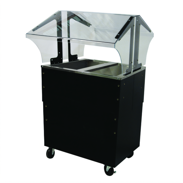 Product image #1 for Advance Tabco Triumph Supreme Ice-Cooled Portable Buffet Table with Double-Sided Sneeze Guard, Enclosed Black Vinyl-Clad Base, 2-Pan Capacity