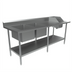 Thumbnail image #1 for BK Resources 84 Inch x 30 Inch 16-Gauge 304 Stainless Steel Sink Table with Two 16 x 20 Prep Bowls and Handsink, Left-Side Layout