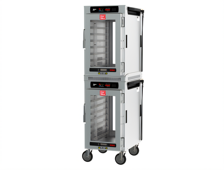 Product image #1 for Metro HotBlox Narrow Dual-Cavity Pass-Thru Mobile Insulated Holding Cabinet, 16-Pan, Digital, Clear Doors
