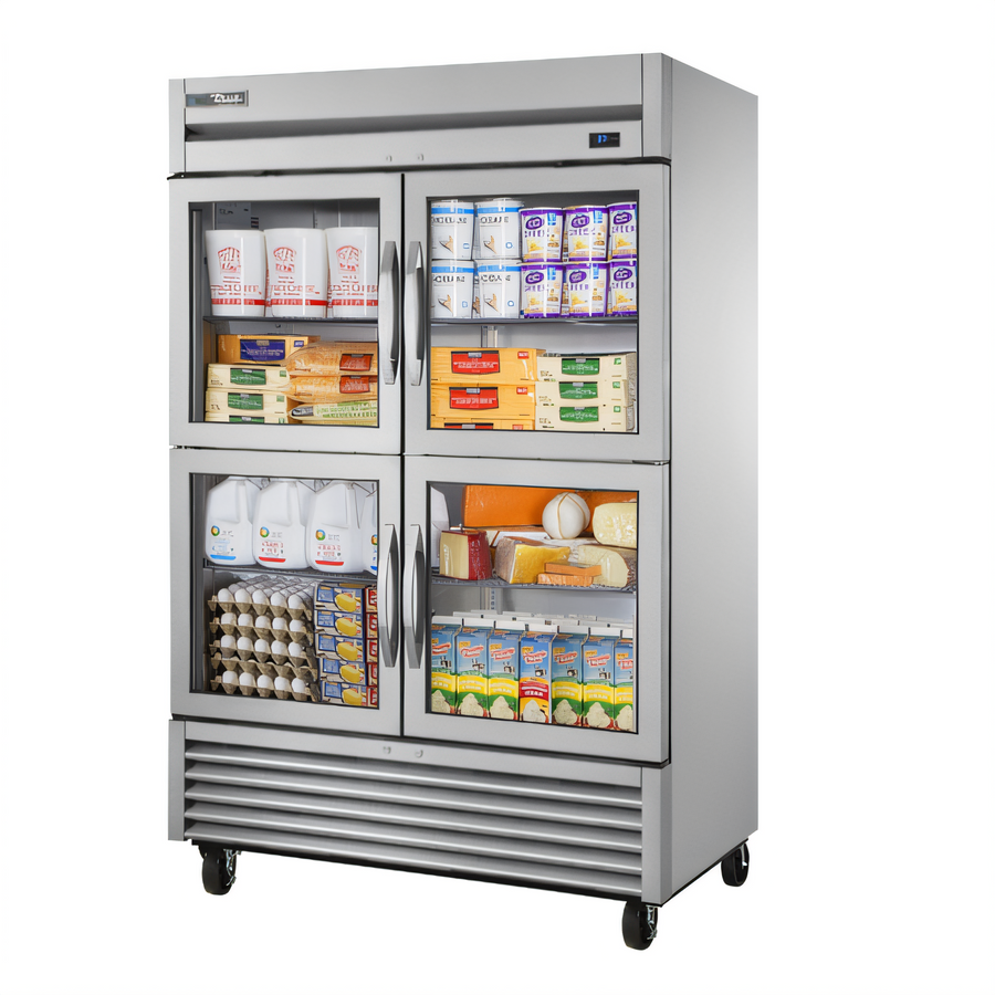 Product image #1 for True Two-Section Glass Door Reach-In Refrigerator, Stainless Steel, Self-Contained Bottom Mount