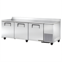 True TWT-93-HC 93-Inch Deep Worktop Refrigerator with Rear Splash, 3-Section Solid Door, Stainless Steel, R290
