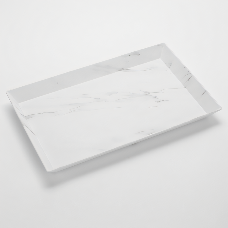 Product image #1 for American Metalcraft Naturals 18-Inch Rectangular Melamine Platter, White Marble Pattern