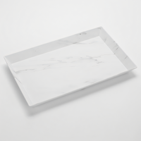 American Metalcraft Naturals 18-Inch Rectangular Melamine Platter, White Marble Pattern