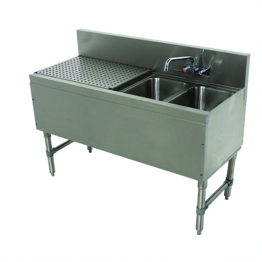 Product image #1 for Advance Tabco Prestige 2-Compartment Stainless Steel Underbar Sink Unit, 48 Inch, Left Drainboard