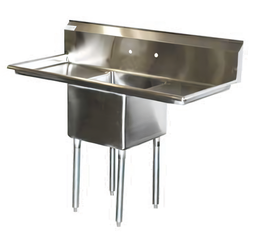 Product image #1 for Serv-Ware 66-Inch Wide 1-Compartment Economy Sink with Dual 24-Inch Drainboards