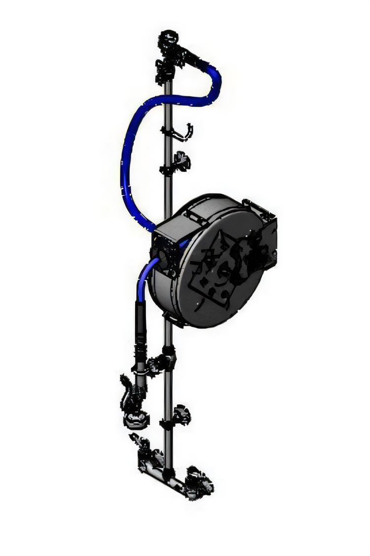 Product image #1 for Enclosed Stainless Steel Retractable Hose Reel Assembly with 30' Hose, Spray Valve, and Mixing Faucet