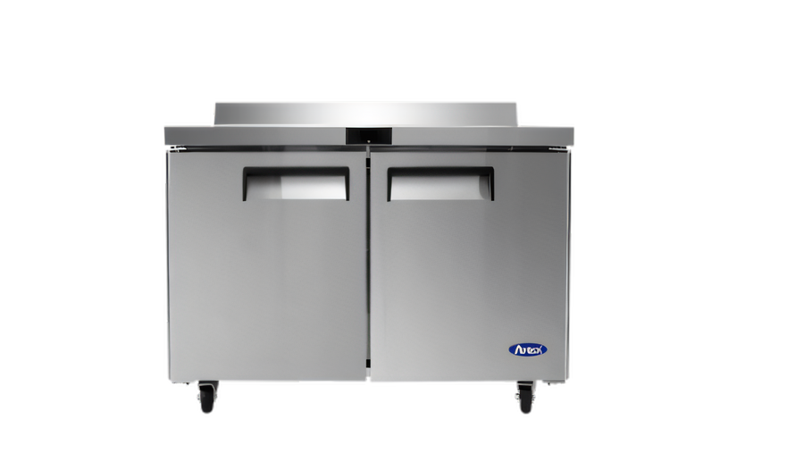 Product image #1 for Atosa Two-Section Stainless Steel Worktop Freezer with Backsplash, 13.4 Cu. Ft., Solid Doors