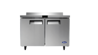 Atosa Two-Section Stainless Steel Worktop Freezer with Backsplash, 13.4 Cu. Ft., Solid Doors