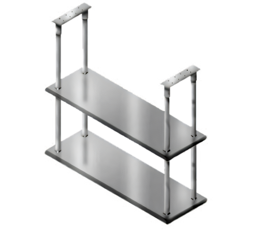Product image #1 for Advance Tabco Ceiling-Mounted Double-Deck Stainless Steel Shelf, 72"W x 18"D