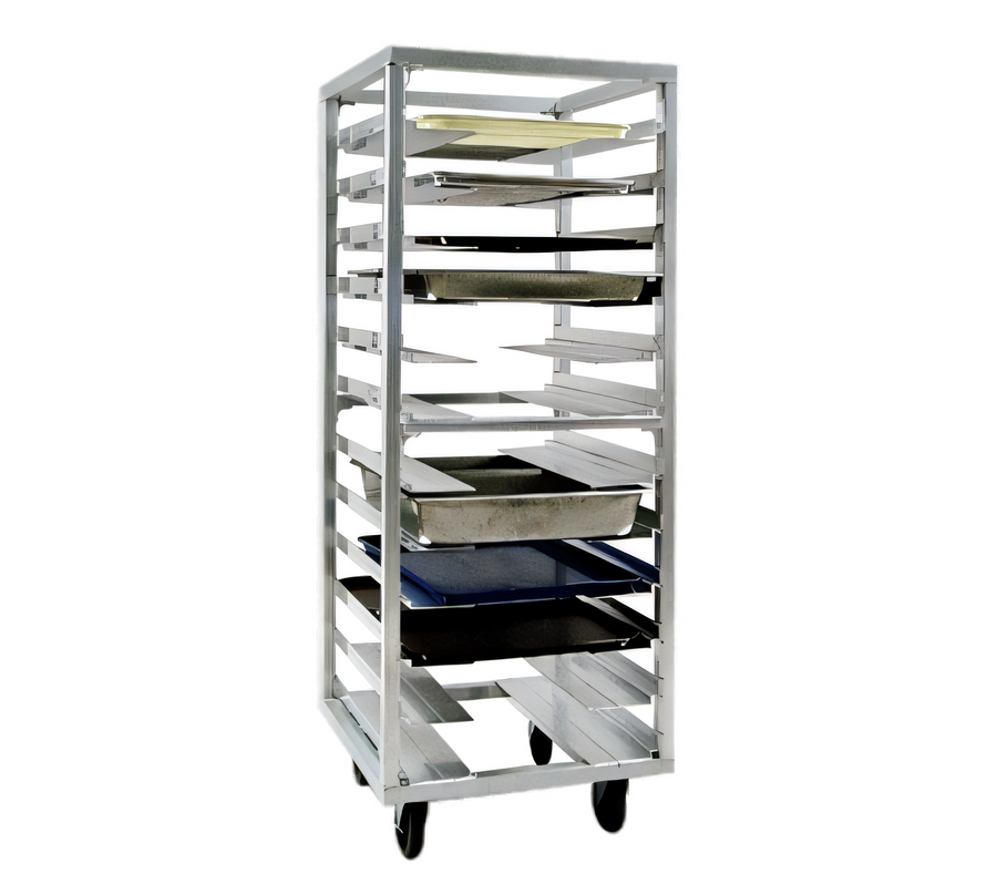 Product image #1 for Universal Mobile End-Loading Stepped-Angle Pan Rack, 12-Pair Aluminum