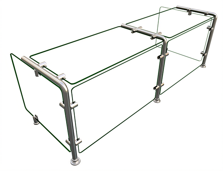 Product image #1 for Hatco Flav-R-Shield Full-Service Pass-Over Sneeze Guard, 48W x 18D x 17.25H, 18-Inch End Panels
