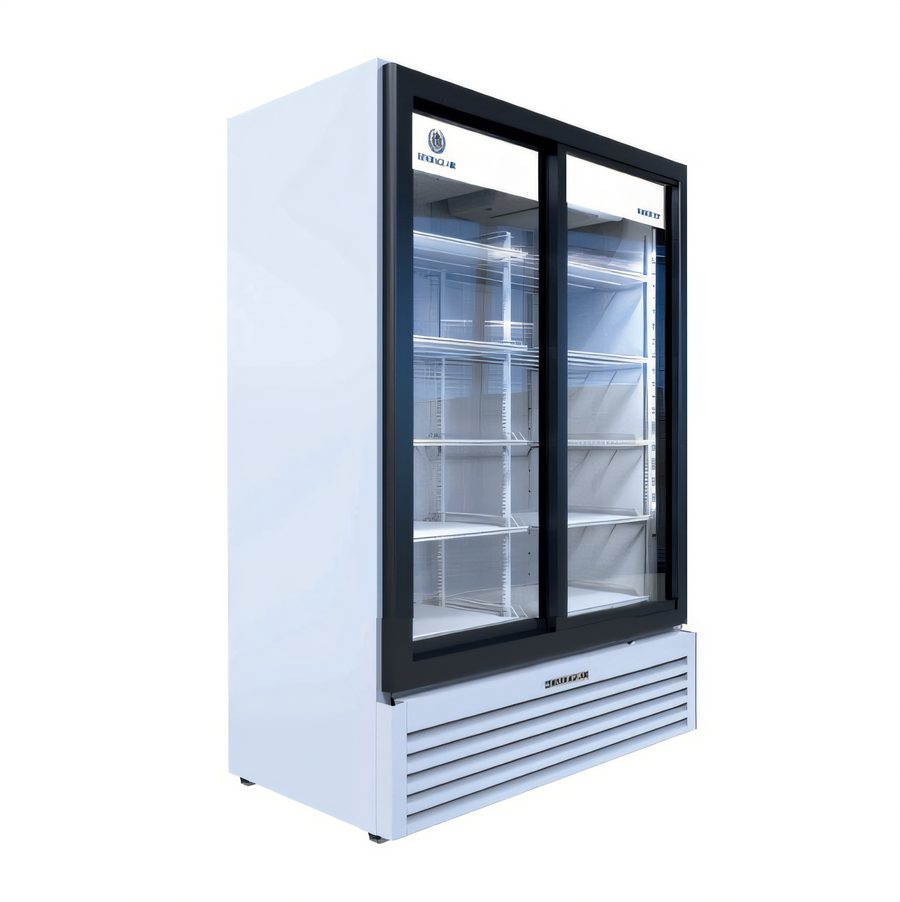 Product image #1 for Beverage-Air Marketeer Two-Section Reach-In Sliding Glass Door Refrigerated Merchandiser, 41.66 Cu. Ft., White
