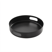 American Metalcraft Black Round Serving Tray, 12-1/8 Inch Diameter