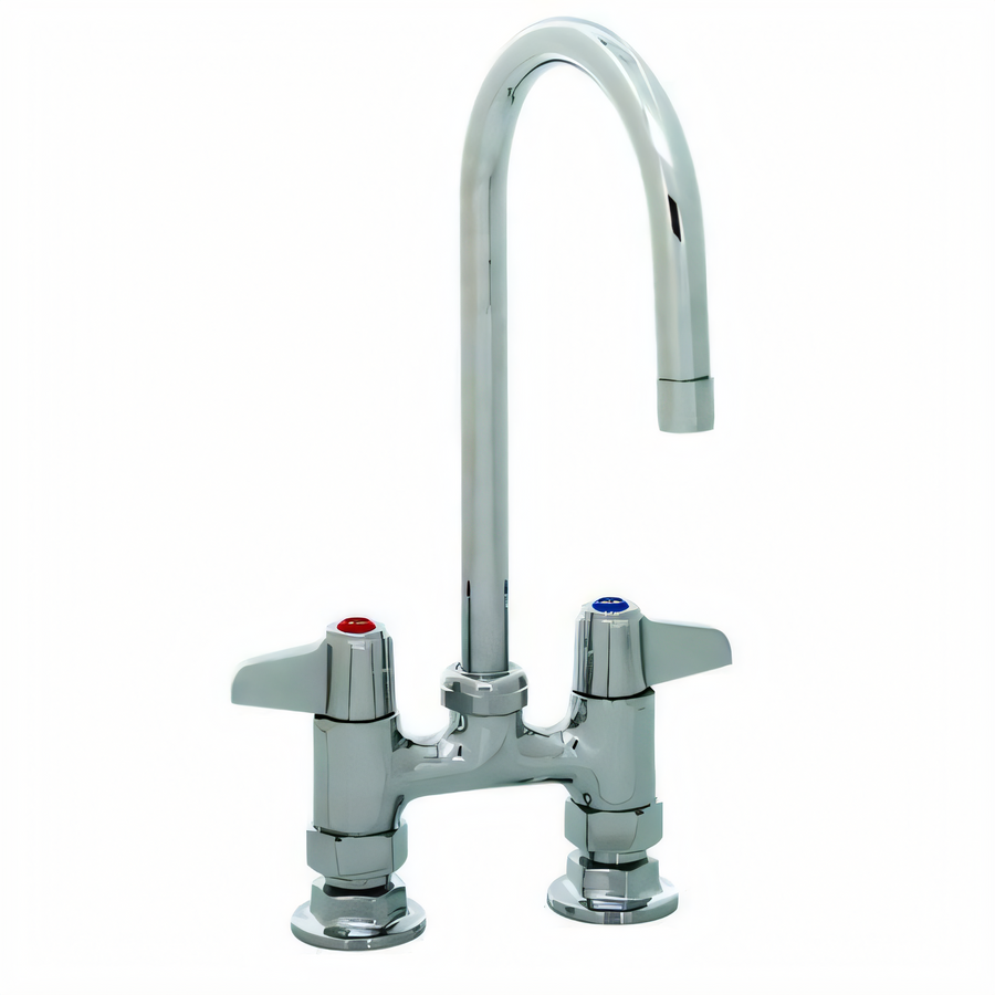 Product image #1 for equip 4-Inch Centers Deck-Mount Manual Faucet with 5-1/2-Inch Swivel Gooseneck Spout