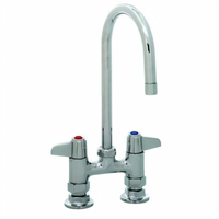 equip 4-Inch Centers Deck-Mount Manual Faucet with 5-1/2-Inch Swivel Gooseneck Spout