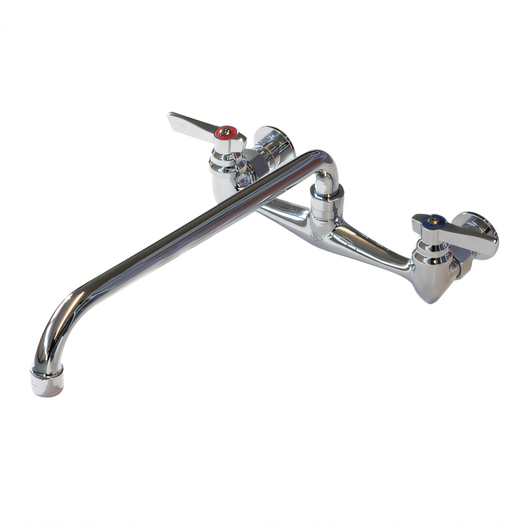 Product image #1 for Advance Tabco Heavy Duty Backsplash-Mounted Commercial Faucet with 16-Inch Swing Spout, 8-Inch Centers, Lead Free