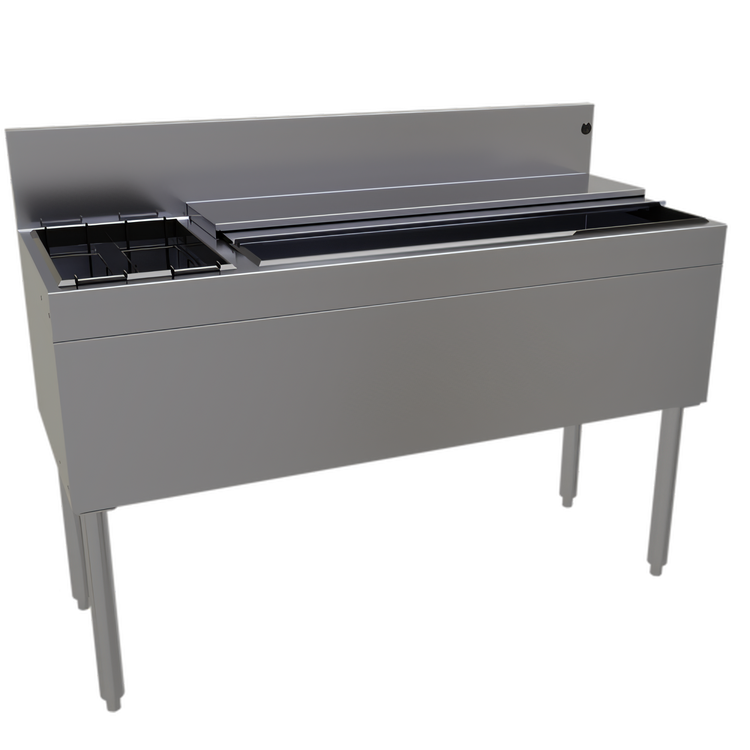 Product image #1 for Glastender CBA-48L Underbar Combo Ice Bin and Cocktail Unit with Left Bottle Well, 48 Inch W x 19 Inch D