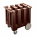 Thumbnail image #1 for Cambro 6-Column Poker Chip Dish Caddy Cart for 5-3/4-Inch Plates with Vinyl Cover, Dark Brown