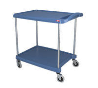 Metro myCart Series 2-Shelf Blue Polymer Utility Bus Cart with Microban