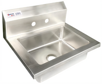 Wall Mounted 304 Stainless Steel Hand Wash Sink with 10 x 14 x 5 Inch Bowl and 2 Faucet Holes