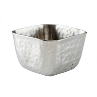 American Metalcraft 2.5 oz Hammered Stainless Steel Square Sauce Cup, 2-1/4 Inch x 1-1/4 Inch