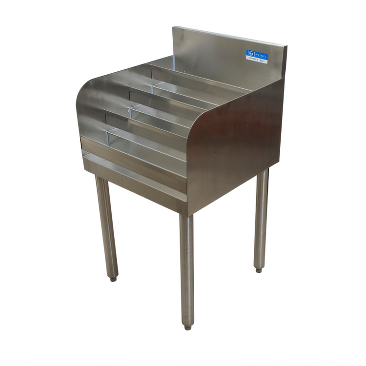 Product image #1 for 4-Step Stainless Steel Underbar Liquor Bottle Display, 24 Inch Wide x 18-1/4 Inch Deep, 27-Bottle Capacity
