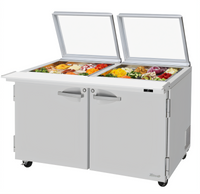 Turbo Air PRO Series 2-Section Mega Top Sandwich/Salad Prep Table with Glass Lid, 24 Pan, 60-1/4-Inch