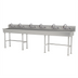 Thumbnail image #1 for Advance Tabco FS-FM-120-ADA-F 120-Inch 6-Station ADA Compliant Freestanding Multiwash Hand Wash Sink with Gooseneck Faucets