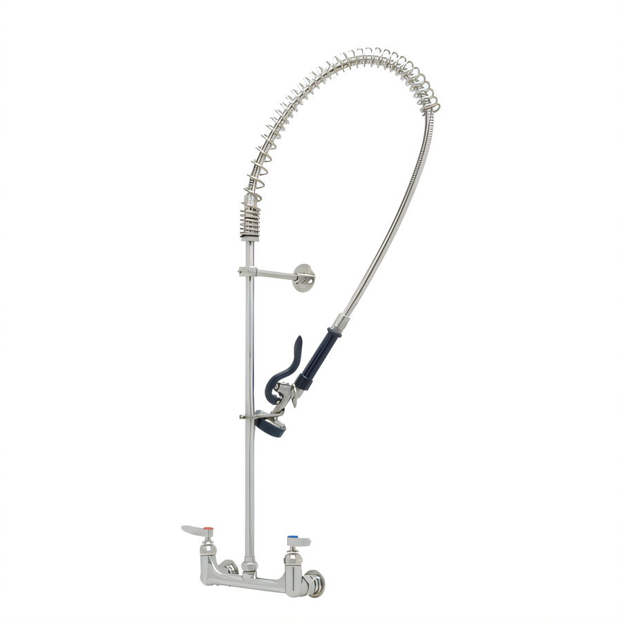 Product image #1 for T&S Brass EverSteel EasyInstall 8-Inch Adjustable Wall Mount Stainless Steel Pre-Rinse Mixing Faucet with 44-Inch Hose