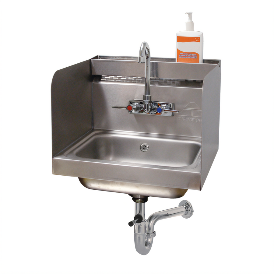 Product image #1 for Advance Tabco Wall Mounted Stainless Steel Hand Sink with 14 x 10 x 5 Bowl, 12-Inch Side Splashes, and Gooseneck Faucet