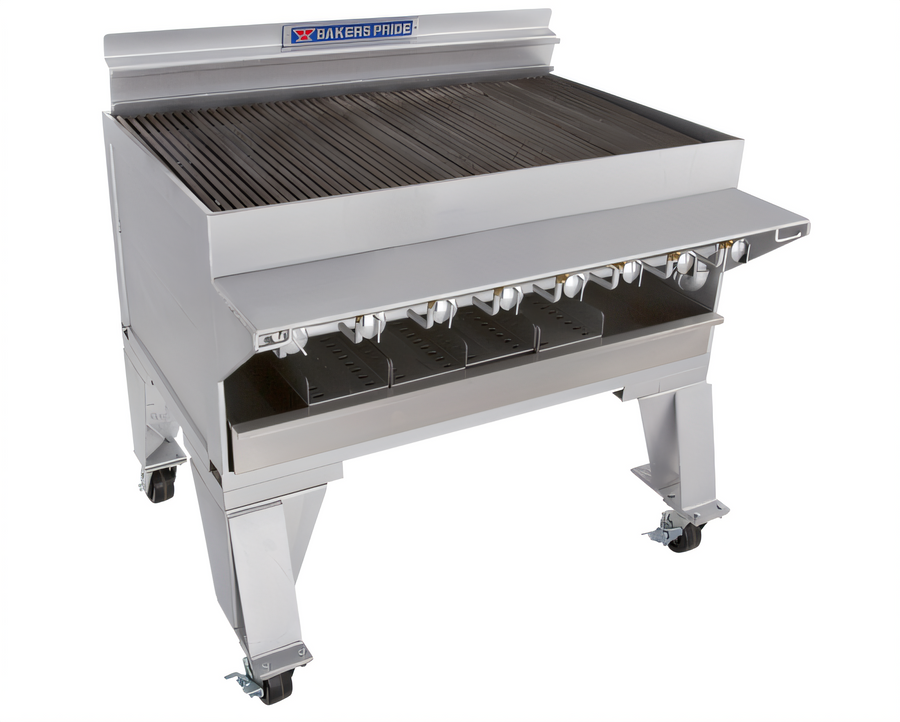 Product image #1 for Bakers Pride Dante Series CH-8 Extra Heavy-Duty Floor Model Gas Charbroiler, 42 x 24-Inch Broiling Area, 8 Burners, 144,000 BTU